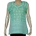 Womens Cotton Sleeveless Top Blouse Chikan Embroidery Size M (ctop467)