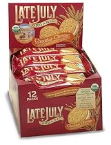 Late July Organic Cheddar Cheese Sandwich Crackers, 1.2-Ounce Pouches in 12-Count Boxes (Pack of 4)