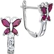 14K Yellow Gold Butterfly December Birthstone Leverback Earrings