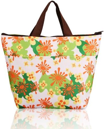 RRRLJL Waterproof Picnic Lunch Tote Bag Insulated Cooler Travel Zipper Organizer 2PC Set (Floral)