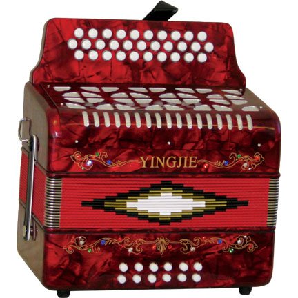 Childrens Toyshop  Musical Instruments : Full Size 3 Row Accordion - Red with Free Hardshell Carrying Case