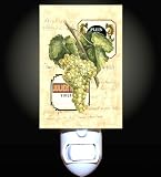 White Grapes and Wine Labels Decorative Night Light