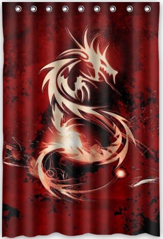 48"(w) x 72"(h) Dragon Theme Print 100% Polyester Bathroom Shower Curtain Shower Rings Included