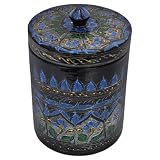Handcrafted Black Lacquer Decorative Jar With Intricately Hand-etched Floral Design (Thailand)