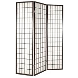 TOKYO Dark Brown Handmade Wood and Paper 3 Pane Room Divider / Splitter Screen