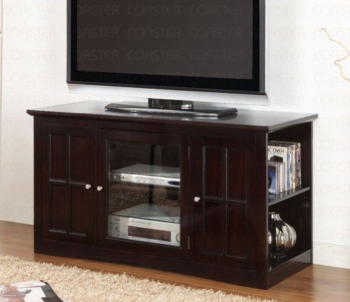 Plasma LCD TV Stand with Glass Door in Espresso Finish