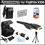 Essential Accessory Kit For Fuji Fujifilm X100 Digital Camera Includes Extended (1800Mah) Replacement NP-95 Battery + Ac/ Dc Travel Charger + Deluxe Case + Mini HDMI Cable + USB 2.0 SD Card Reader + Screen Protectors + MicroFiber Cleaning Cloth + More