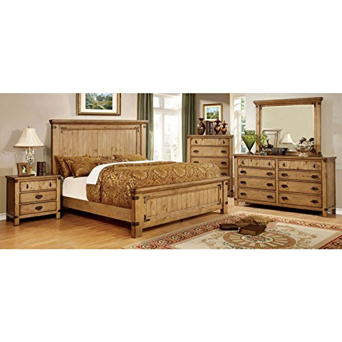 Pioneer Country Style Weathered Elm Finish Queen Size 6-Piece Bedroom Set