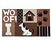 JLA Pets Pet Rug and Diner Mat for Dogs, 20 by 32-Inch, Woof, Dog, House and Bone, Brown