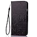 iPhone 7 Cases, iPhone 7 Wallet, iPhone 7 leather Case,Carryberry Flowers Pattern [PU Leather] Book style Wallet Case Cover for iPhone 7 ,Black
