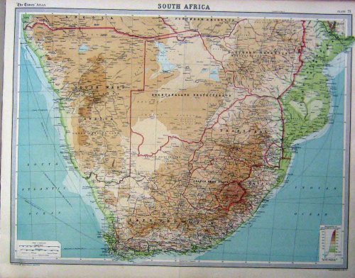 1920 SOUTH AFRICA INDIAN OCEAN ATLANTIC MAP