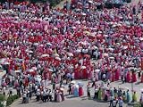 Women in National Dress Parade in Kim Il Sung Square for State Visit, Pyongyang, North Korea, Asia Art Photographic Poster Print by Anthony Waltham, 12x9