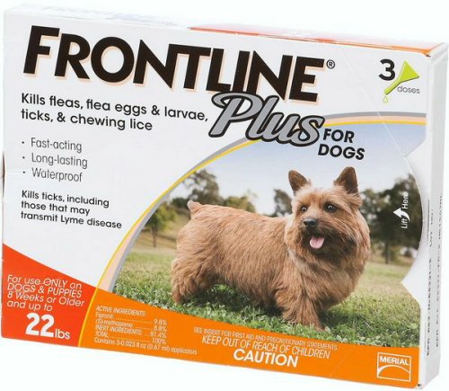 Merial Frontline Plus for Dogs 0-22 lbs 3 months supply Small, Orange- Flea & Tick Treatment
