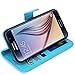 S6 Case, LK Galaxy S6 Wallet Case, Luxury PU Leather Case Flip Cover with Card Slots & Stand For Samsung Galaxy S6, SKY BLUE