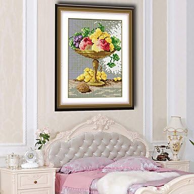 3D DIY Diamond Crossing Stitch Embroidery Suite Fruit Vase Home Decorative Arts Stickers Resin Needlework 22*28cm