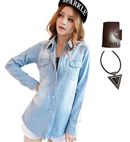 〔 エンヘルア 〕 enHelA デニム シャツ ブラウス アウター 無地 コー デ ディ ネート 着こなし カジュアル アメカジ 大きい サイズ 【 全部で3点セット 】