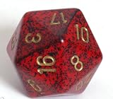 Speckled 34mm d20 Golden Strawberry Dice