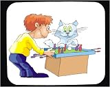 Mouse Pad with man, body, individuals, individual, game, humans, playing, person, human, persons, cat, people, pet