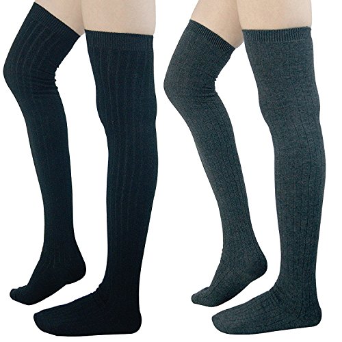 Pack of 2 Womens Girls Winter Over Knee Leg Warmer Knit Crochet Socks Leggings