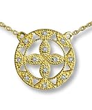 Circle Leaf Pave Diamond Pendant in yellow gold by Zasha Signature Jewelry