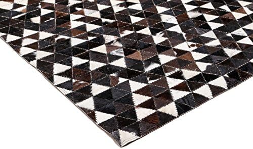 Leather Hide Patchwork Area Rug Carpet, Shades of Black, Grey, 4'x6'