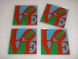 Robert Indiana, LOVE Sculpture - Set of Four (4) Acrylic love Coasters