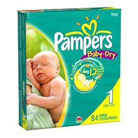 Pampers Baby-Dry Diapers, Size 1, Mega Pack, 84 Diapers