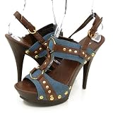 Bumper Kayla02 Heels Blue Tan Denim