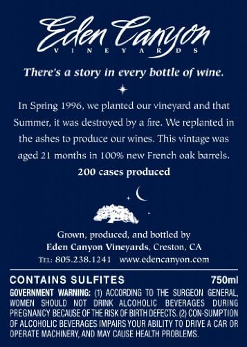 2005 Eden Canyon Vineyards Reserve Cabernet Sauvignon 750 mL