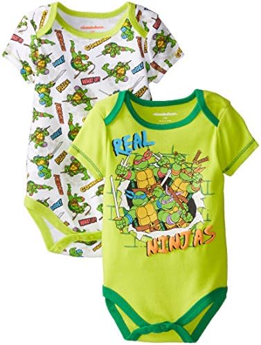 Warner Brothers Baby Baby-Boys Newborn Ninja Turtle 2 Pack Bodysuit, Green, 0-3 Months