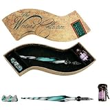 ProPassione Calligraphy Glass Pen/Ink Set, Teal, with glass bench and Indigo ink, 21 ml