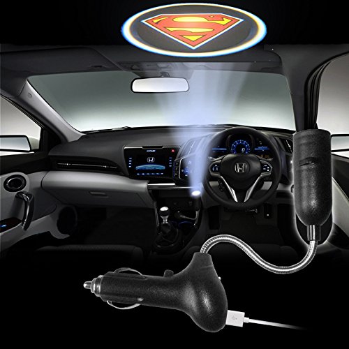 Soonye® Wireless Projector Car Dome LED Light Shadow Ghost Shield Badge with USB Car Charger (Superman)
