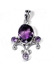 Sterling Silver Natural Untreated 11ct. Purple Amethyst Pendant