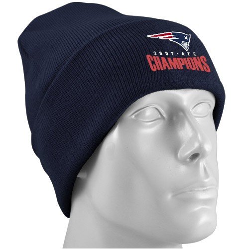 Buy New England Patriots Navy 2007 AFC Conference Champions Cuffed Knit Beanie by Football Fanatics