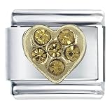 November Topaz Birthstone Heart Italian Charms Bracelet Link