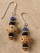 Beaded Earrings - African Bone, Brass and Glass