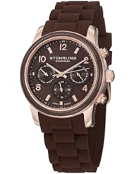 Stuhrling Original Womens 796.02 Vogue Audrey Eden Swiss Quartz Day and Date Brown Rubber Watch