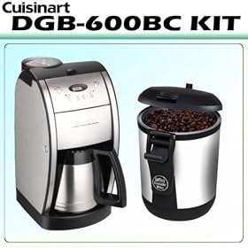 Cuisinart DGB-600BC Grind and Brew CoffeeMaker (Brushed Chrome) w/ Bean Vac Coffee Canister (ED150)