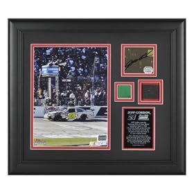 Jeff Gordon 2009 Samsung 500 Texas Motor Speedway Framed 8x10 Photograph with Race Winning Tire, Green Flag, and Autograph Plate