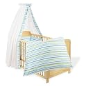 Pinolino 60585-2 - Set f&uuml;r Kinderbett, 4-tlg., Streifen blau/gr&uuml;n