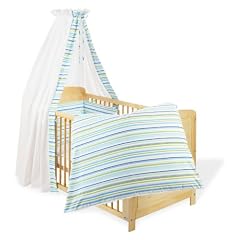 Pinolino 60585-2 - Set f�r Kinderbett, 4-tlg., Streifen blau/gr�n