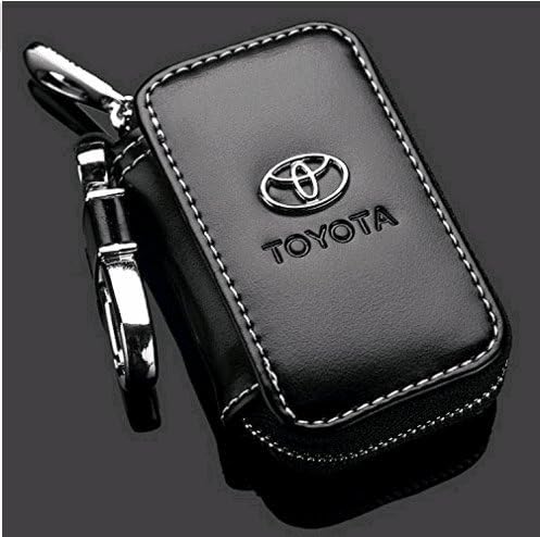 Black Premium Leather Car Key Chain for Toyota Coin Holder Zipper Case Remote Wallet Bag
