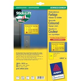 Avery L6053-20 Coloured Labels for Signs Removable