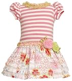 Bonnie Jean Girls 4-6x Knit Bodice To Drop Waist Print Ruffle Skirt