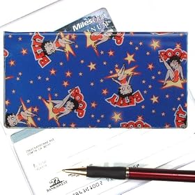 Betty Boop Lenticular Check Book Cover, Changing Image Pattern , Blue
