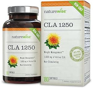 NatureWise CLA 1250, Highest Potency Non-GMO Healthy Weight Management Supplement, 180 count