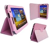 HappyZone - (Pink) Portfolio Leather Case Cover with Built In Stand for Samsung Galaxy Tab 7.0 Plus 16GB 32GB WiFi
