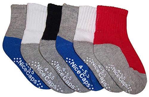 N'Ice Caps Big And Little Boys Cotton/Spandex 2 Tone Crew Sock 6PR Pack