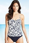  Tummy Control Abstract Print Bandeau Swimsuit