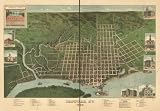 Bird's eye view of Paducah, Kentucky 1889. Drawn by J. Blanton, Postlethwaite., large historic panoramic map reprint 51x36